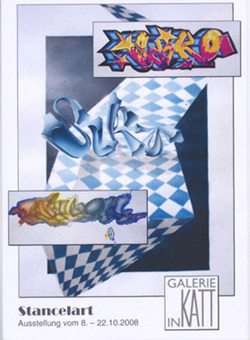 Nachfolgender Text wurde veröffentlicht im Weserkurier Stadtteilkurier am 6.Oktober 2008 (mittels OCR Texterkennungssoftware aufbereitter Text). Ausstellung Stancelart von Siko Ortner vom 8. bis 22.Oktober 2008, in der Galerie Inkatt in Kattenturm, Bremen. Einladungskarte/Flyer für Stancelart 2008 gestaltet von Joachim Biber.