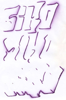 Siko Oldschool style, Stancelart / Schablonengraffiti, 11-Fach-Stancel, Acrylfarbe auf Aquarellpapier von Siko Ortner, 2005. Hier das outlinestancel.