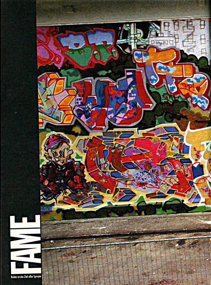 Seite 44ff, Stern Heft Nr.38, 14. Sep. 1989. Dokumentation mit dem Titel: Graffiti Die Kunst aus der Dose, von Wolfgang Metzner und Bernd Euler Fotos, Bettina Fickel und Christine Plössel Fotos und Recherche sowie Text- und Wortbeiträge. Behandelt werden Themen betreffend Graffiti z. B. illegales writing, S-Bahn-Surfen, taggen, fame, buff, piece. Desweiteren Wortbeiträge von SED 1, BAS, Loomit, Bomber 1, Sonny, Cast 1, Cassy, Cruz, Zico/Siko Ortner, Bodo Claußen, Thomas Mante, Prof. Dr. Peter Kreutzer.