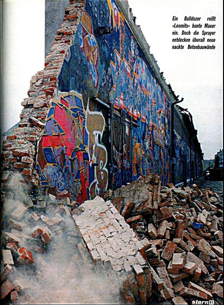 Seite 44ff, Stern Heft Nr.38, 14. Sep. 1989. Dokumentation mit dem Titel: Graffiti Die Kunst aus der Dose, von Wolfgang Metzner und Bernd Euler Fotos, Bettina Fickel und Christine Plössel Fotos und Recherche sowie Text- und Wortbeiträge. Behandelt werden Themen betreffend Graffiti z. B. illegales writing, S-Bahn-Surfen, taggen, fame, buff, piece. Desweiteren Wortbeiträge von SED 1, BAS, Loomit, Bomber 1, Sonny, Cast 1, Cassy, Cruz, Zico/Siko Ortner, Bodo Claußen, Thomas Mante, Prof. Dr. Peter Kreutzer.