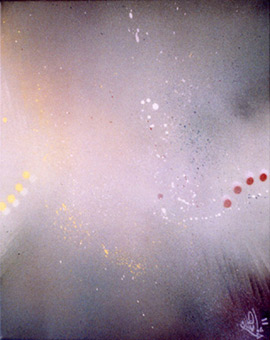 Transgression 07 (Aerosolart) aus der Themenreihe Transgression von Siko Ortner, Acryl Sprühlack auf Leinwand, 70cm X 50cm, Produktionszeitraum April/Mai 2006.