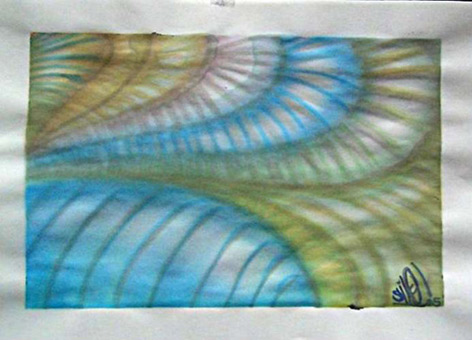 Biomechanik 03 aus der Themenreihe Biomechanik (Freihand Airbrusharbeit) von Siko Ortner Guache auf Papier, 18,5cm X 22,5cm, Juli 2005.