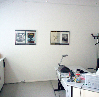 Ausstellung Stancelart von Siko Ortner vom 8. bis 22.Oktober 2008, in der Galerie Inkatt in Kattenturm, Bremen. Hier die Ansicht des fertiggestelten Ausstellungsaufbaus.