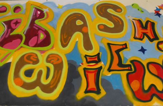 Schülerausstellung 2009 in der Galerie Inkatt e. V. Bremen. Beteiligt an dieser Ausstellung waren Schüler, aus den unterschiedlichen Graffitiwerkstätten unter der Leitung von Siko Ortner, folgender Schulen: Schulzentrum Delmestraße (Neustadt), Integrierte Stadtteilschule Obervieland (Kattenturm), Schule Koblenzer Straße (Tenever), Gesamtschule Ost (GSO) und der Schule Theodor-Billroth-Straße (Kattenturm). Hier der fertiggestellte Ausstellungsaufbau der Ausstellung.